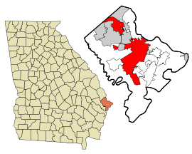 Geografiskt läge i Chatham County och delstaten Georgia