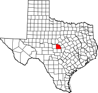 Karta över Texas med San Saba County markerat