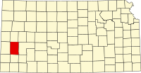 Karta över Kansas med Kearny County markerat