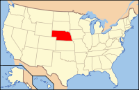 Karta över USA med Nebraska markerad