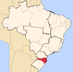 Karta över Brasilien med Santa Catarina markerat