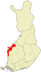 Karta som visar läget för landskapet Österbotten