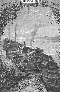 Originalillustration av Jules Vernes  Åttahundra mil på Amazonfloden.
