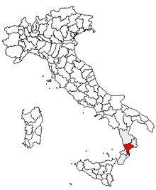 Karta över Italien, med Catanzaro (provins) markerat