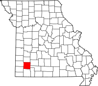 Karta över Missouri med Lawrence County markerat