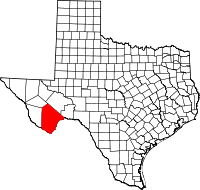 Karta över Texas med Brewster County markerat