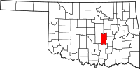 Karta över Oklahoma med Seminole County markerat