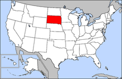 Karta över USA med South Dakota markerad