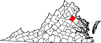Karta över Virginia med Spotsylvania County markerat