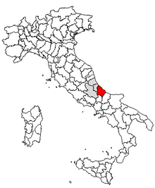 Karta över Italien, med Chieti (provins) markerat