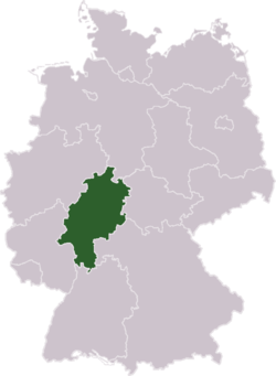 Tyskland med Hessen markerat