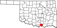 Karta över Oklahoma med Marshall County markerat