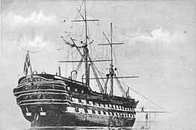 HMS Stockholm som logementsfartyg i Bollösund c:a 1893