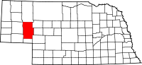 Karta över Nebraska med Garden County markerat