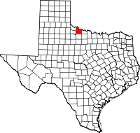 Karta över Texas med Wilbarger County markerat