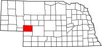 Karta över Nebraska med Keith County markerat