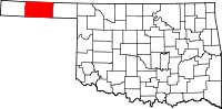 Karta över Oklahoma med Texas County markerat