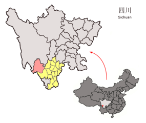 Mulis läge i Liangshan, Sichuan, Kina.