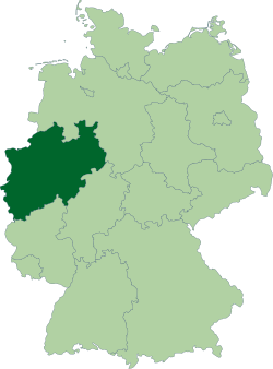 Tyskland med Nordrhein-Westfalen markerat