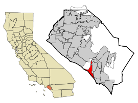 Geografiskt läge i Orange County och delstaten Kalifornien