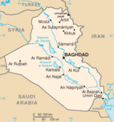 Karta över Irak med Bagdad i mitten