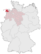 Landkreis Aurich (mörkröd) i Tyskland