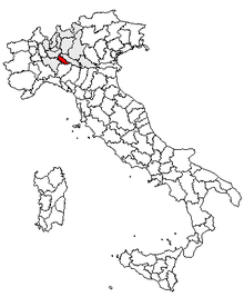 Karta över Italien, med Lodi (provins) markerat