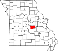 Karta över Missouri med Maries County markerat