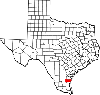 Karta över Texas med Kleberg County markerat