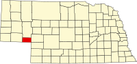 Karta över Nebraska med Deuel County markerat