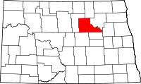 Karta över North Dakota med Benson County markerat