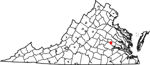 Richmonds läge på en karta över Virginia