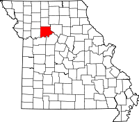 Karta över Missouri med Carroll County markerat