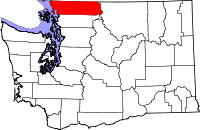 Karta över Washington med Whatcom County markerat