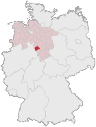 Landkreis Hameln-Pyrmont (mörkröd) i Tyskland