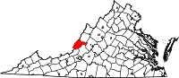 Karta över Virginia med Alleghany County markerat