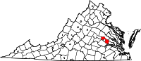 Karta över Virginia med Henrico County markerat