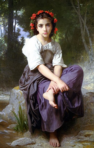 Fil:William-Adolphe Bouguereau (1825-1905) - At the Edge of the Brook (1875).jpg