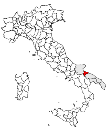 Karta över Italien, med Barletta-Andria-Trani (provins) markerat