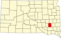 Karta över South Dakota med Hanson County markerat