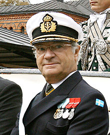 Kung Carl XVI Gustaf av Sverige, i rollen som amiral i Svenska flottan 11 september 2007.