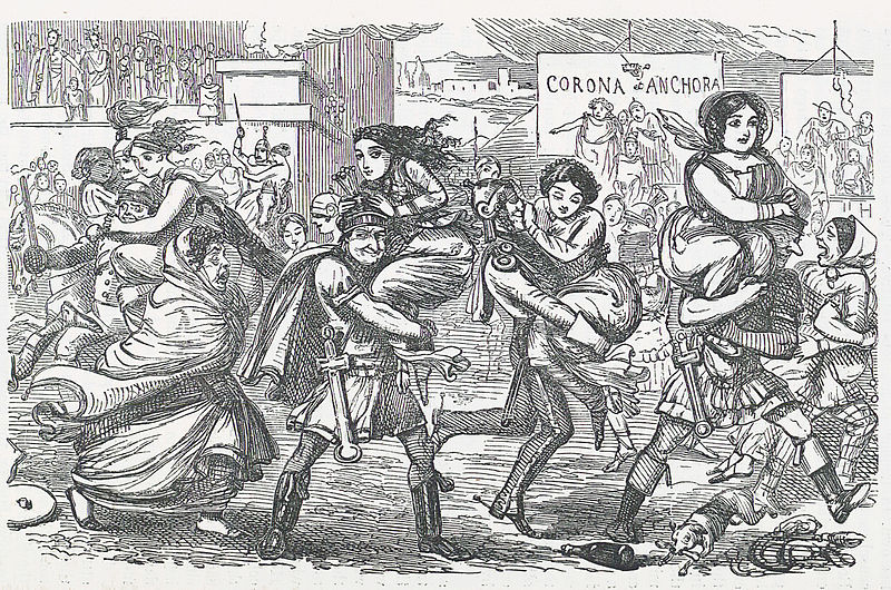 Fil:Comic History of Rome p 010 The Romans walking off with the Sabine Women.jpg