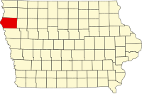 Karta över Iowa med Plymouth County markerat