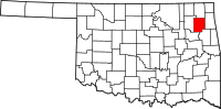 Karta över Oklahoma med Mayes County markerat