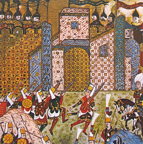 Fil:OttomanJanissariesAndDefendingKnightsOfStJohnSiegeOfRhodes1522.jpg