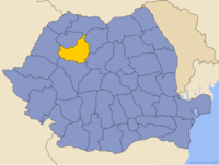 Administrativ karta över Rumänien med distriktet Cluj utsatt