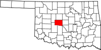 Karta över Oklahoma med Canadian County markerat