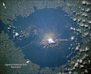 Satelitbild över Mount Egmont nationalpark