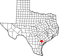 Karta över Texas med Goliad County markerat