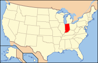 Karta över USA med Indiana markerad